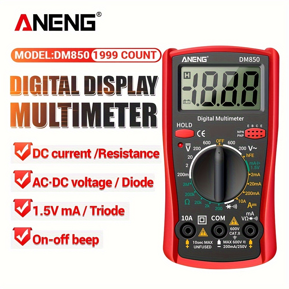 multimètre numérique professionnel automatique    850 1999 comptes   de tension ac/  automatique ampèremètre ohm outil de détection 0