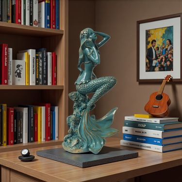 1 Peça Estátua Ornamental de Sereia Vintage Fofa, Ornamento da Série Oceano, Ornamento Decorativo de Mesa, Ornamento Decorativo Interno, para Decoração de Sala de Estar, Quarto, Escritório, Presente de Páscoa e Dia dos Namorados, Não Requer Eletricidade, Estátua Ornamental Decorativa Estilo Oceano