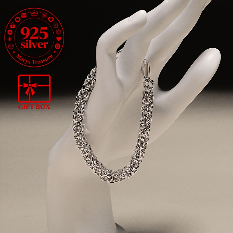 Image of 925 Rope Bracelet For Men, Street Style, Hip-hop , Daily Wear With Short-sleeved Jeans, Birthday Valentine's Day Gift, Exquisite Gift Box Packaging