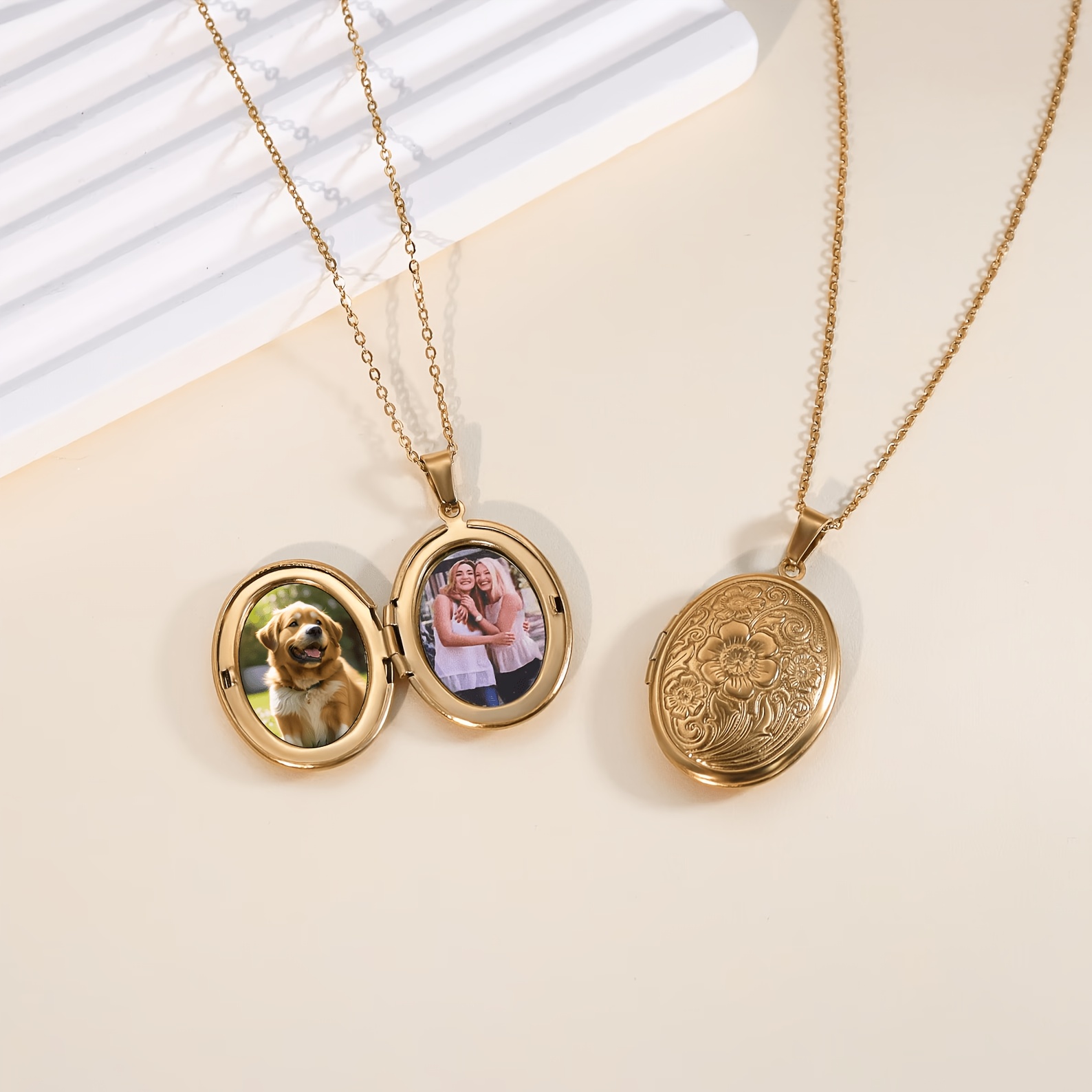 TEMU Collier avec pendentif porte- personnalisable avec photo, gravé ovale, style vintage, pour elle, idéal pour Noël, cadeau spécial pour maman,