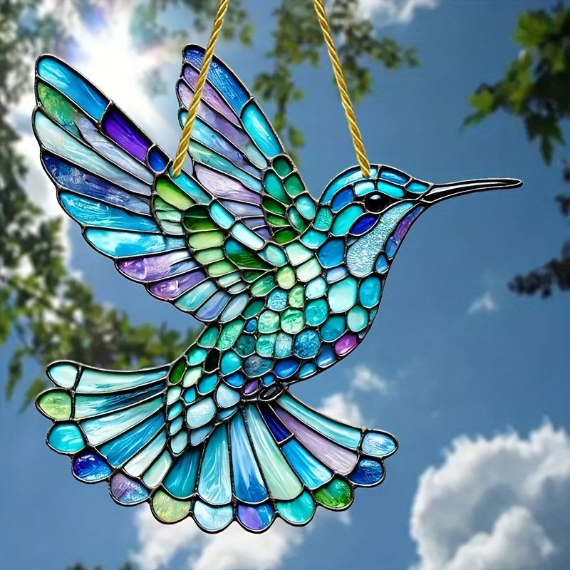 

Glam Style Hummingbird Sun - Acrylic Animal Decor, No Feathers, Electricity-free, Window And Wall Ornament, Unique Gift Idea - 7.87" Size