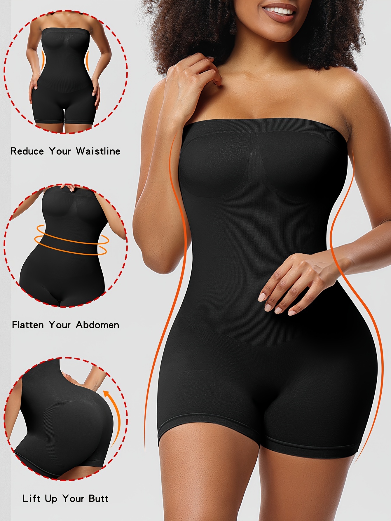 Strapless Solid Shaping Bodysuit Tummy Control Slimming Tube Temu New