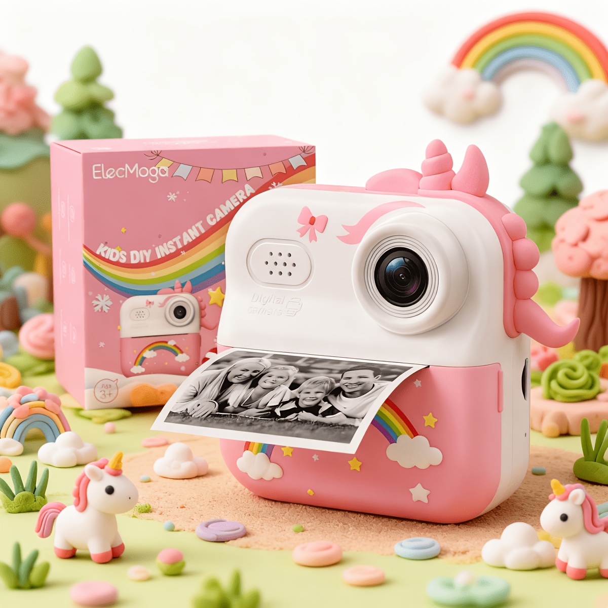 TEMU Cámara Instantánea para Niños, Cámara Digital de Dibujos Animados, Soporta Grabación de Fotos y Videos, Doodle, Pantalla de 2.4 Pulgadas, Cámara