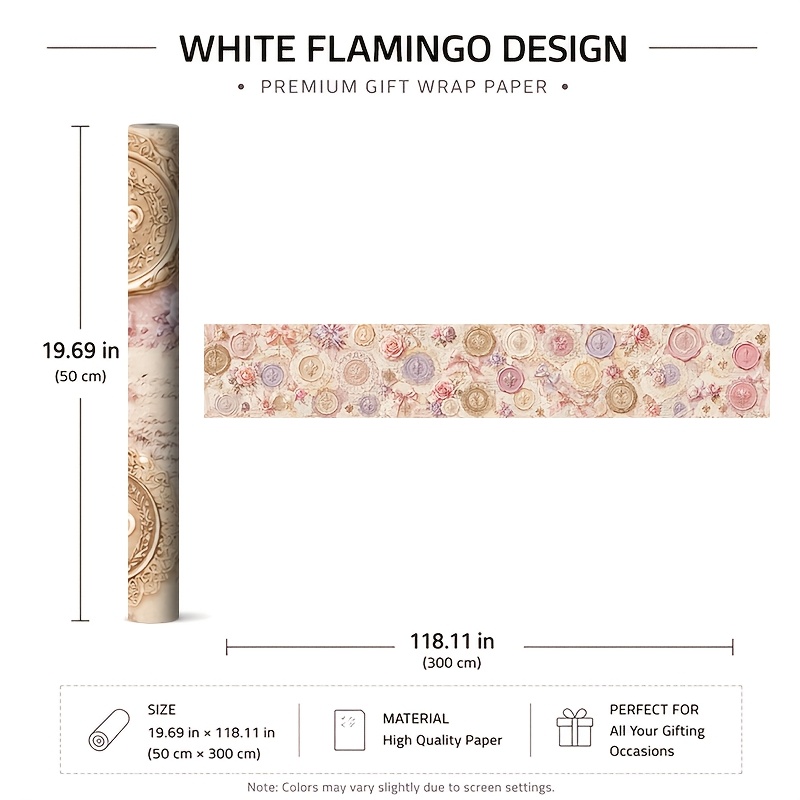 TEMU 1 Rolle 50X300Cm (19.7X118.1In) Geschenkpapier mit Blumenmuster, , zum Verschenken, für Geburtstage und Feiertage, lebendige Farben, leicht zu