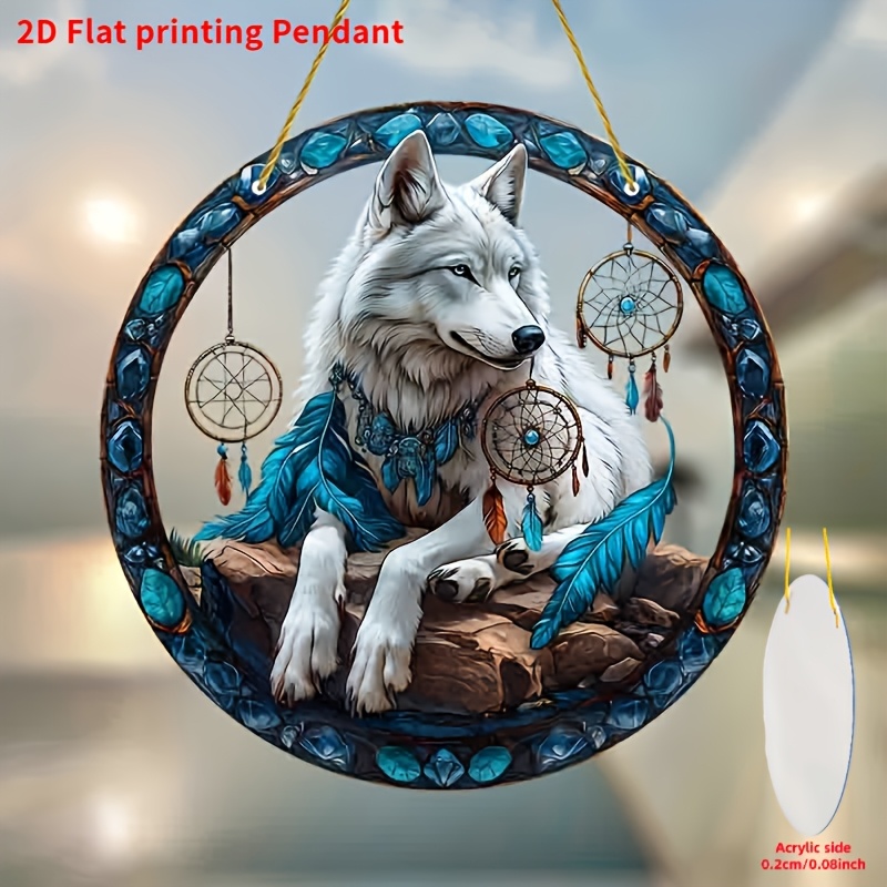 TEMU 2d Flat - A 2d Printed Crystal Wolf In A Stylish Design - Indoor Wall Art With An Animal Theme, Ideal As A Gift For Sisters, , Or Housewarming