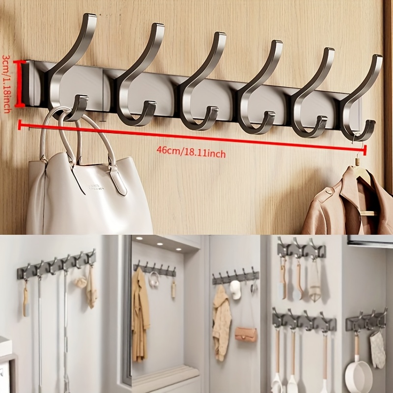 Image of Punch-free Clothes Hanger Entry Door Rear Hat-and-coat Hook Wall Entrance Entrance Entrance Clothes Hanger Wall-mounted Row Hook