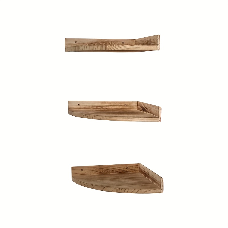 Image of 3pcs Wooden Fan-shaped Partition Shelves For Decorating Closets, Living Rooms, Guesthouses, And As Wall Display Racks