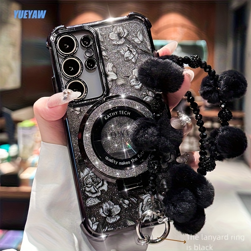 a fluffy ball bracelet suitable samsung s25 phone case s24 Temu