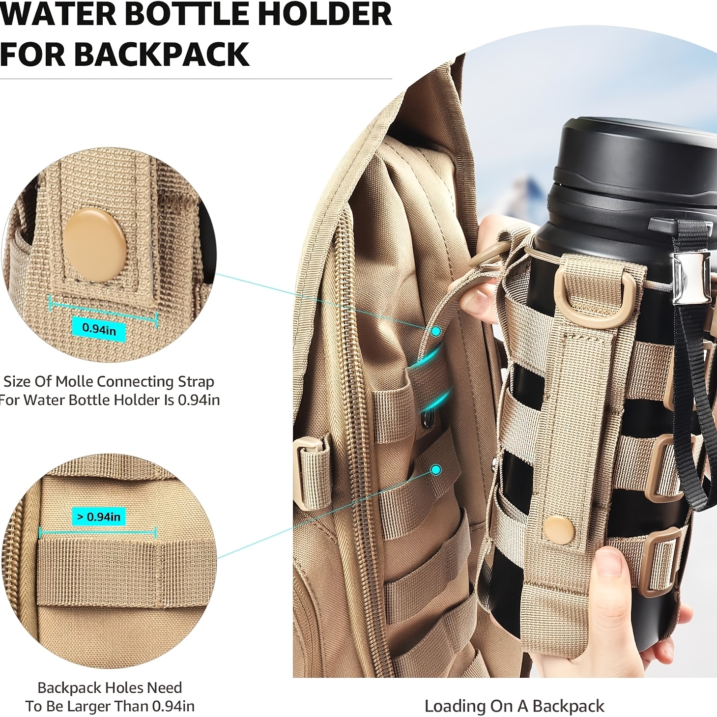 Adjustable MOLLE Tactical Water Bottle Pouch