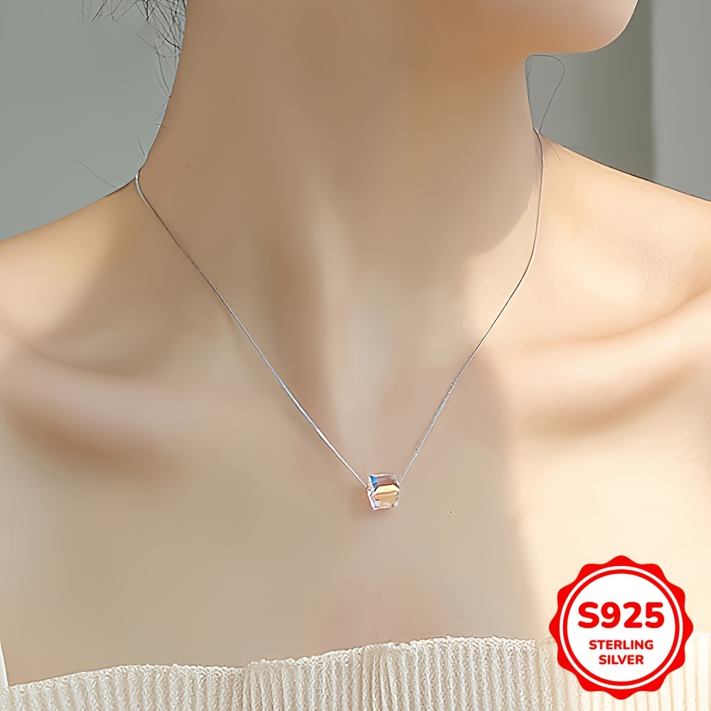 

1pc Collier cube de Superflash bohème en argent sterling S925