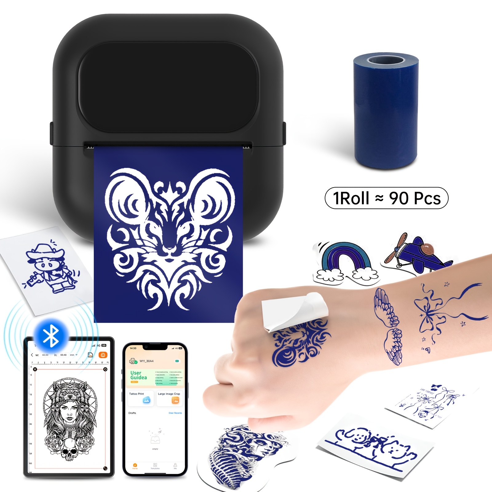 TEMU Nueva mini impresora de plantillas de tatuajes 2026 para tatuadores y principiantes, con opciones de papel térmico de transferencia para