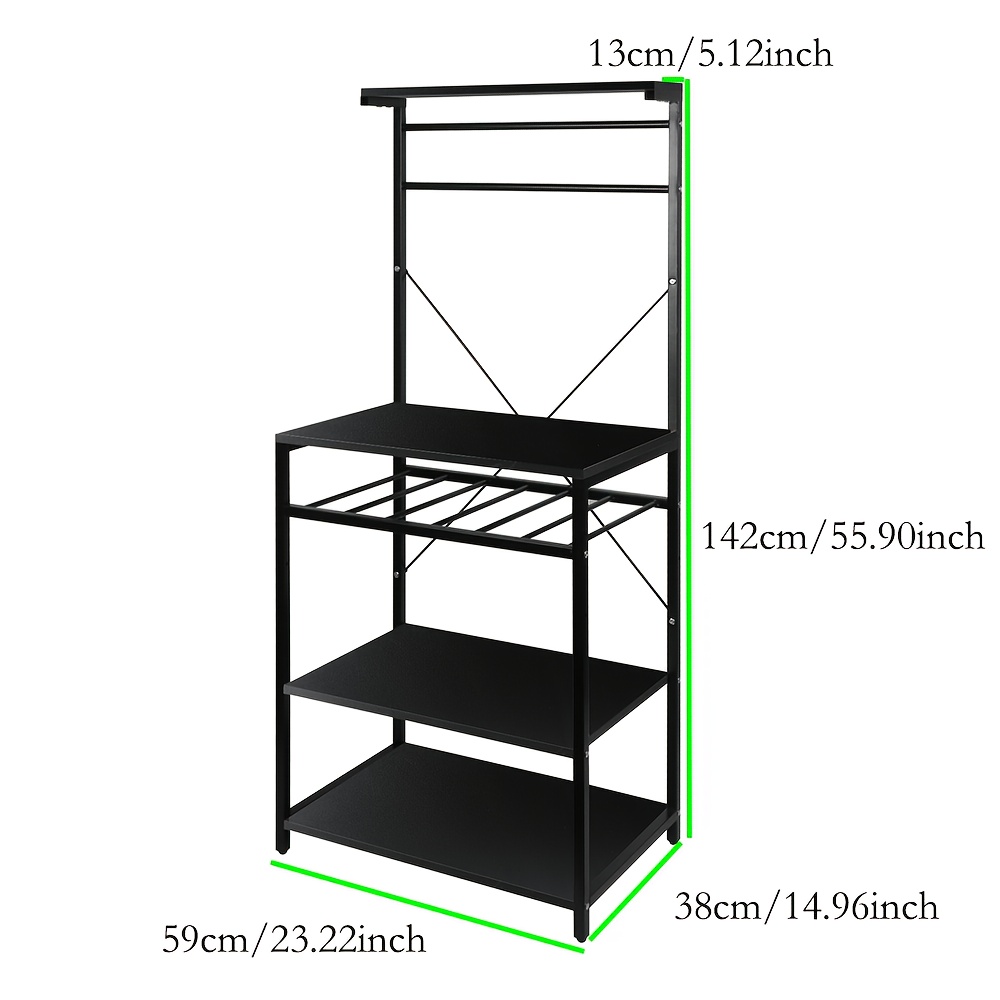 Image of 5-tier Storage Shelf, Kitchen Organizer Rack, Freestanding Kitchen Shelf, Microwave Stand, Suitable For Kitchen And Living Room, 59 X 40 X 143 Cm, Black, Utility Racks