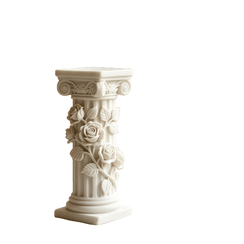 TEMU European Embossed Column Ornament, Stereoscopic Scroll , Delicate Vertical Texture Pillar, Desktop Flower Vase Storage Stand, Vintage Gentle
