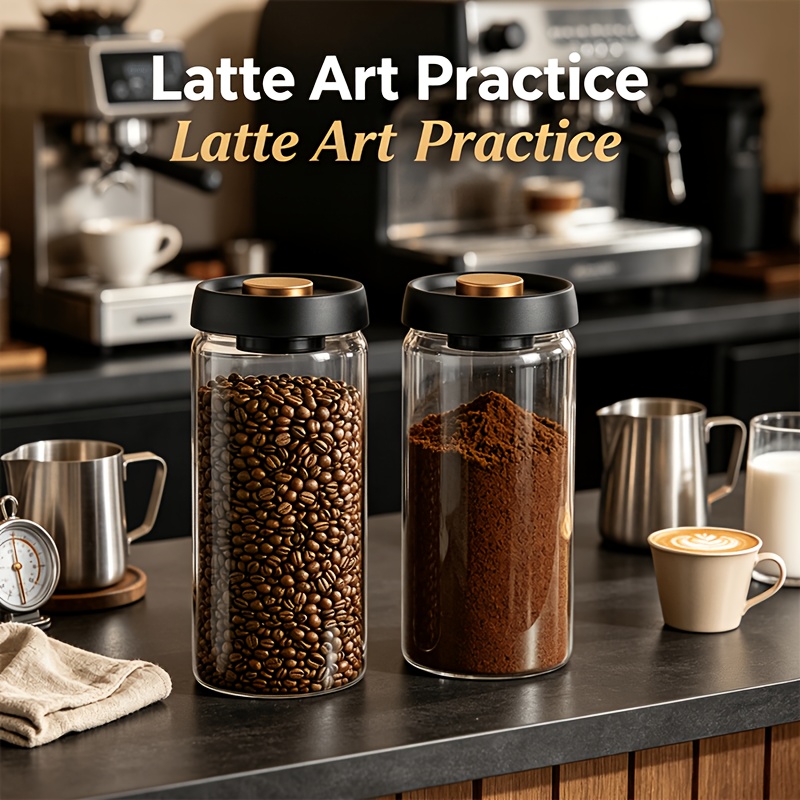 item picture 2pcs vacuum storage jars vacuum glass jars airtight glass containers food storage containers coffee storage jars pasta containers vacuum   keeping jars suitable for coffee bars baking supplies snack and dry food storage