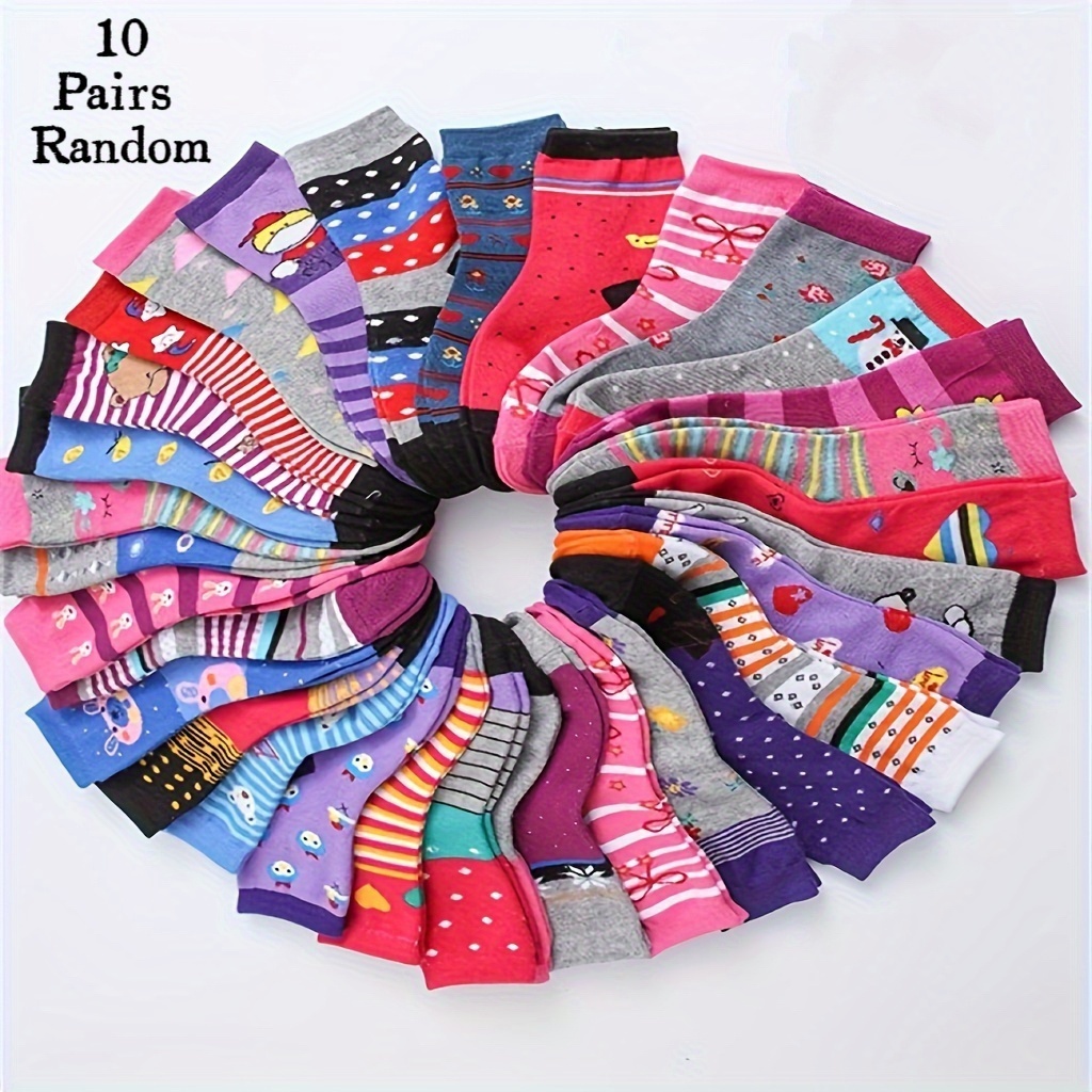 E-shop 10 Paar Zufällige Farben Herbst/Winter Cartoon Niedliche, Einfache, Vielseitige Wadenstrümpfe, Bequem, Warm Langlebig Damen Vielseitige
