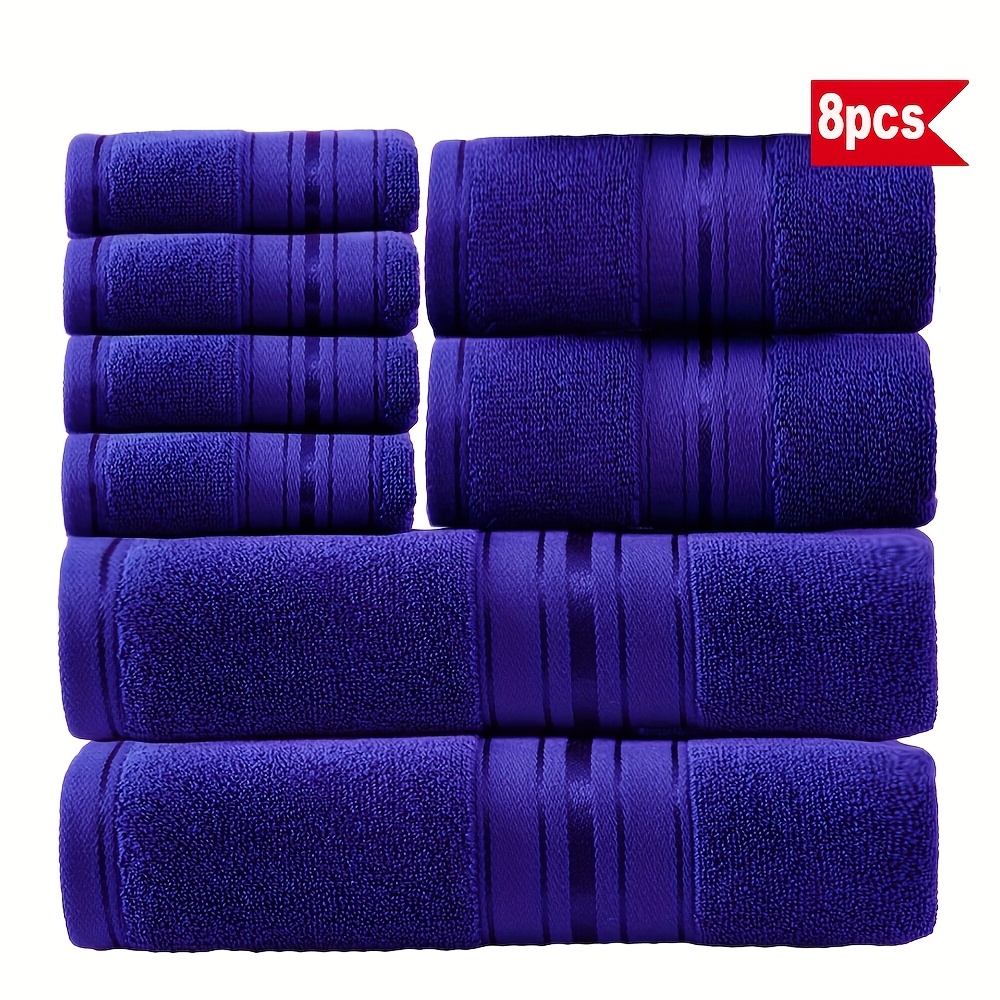 Luxury 8pcs Bath Towel Set, 100% Cotton Premium Hotel Quality, Includes 2 Bath Towels, 2 Bath Towels, 4 Washcloths, Soft Absorbent Spa Towel Collection, Ideal for Bathroom, Hotel, SPA