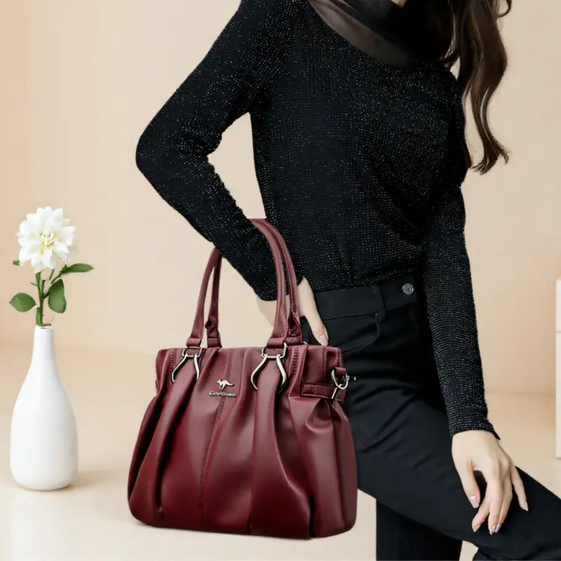 womens fashion crossbody shoulder bag gloss minimalist with smooth lines exquisite pleated details for dimensionality and adjustable strap for versatile use as a handbag shoulder bag daily business and occasions ideal holiday gift in 2025 crocodile texture style trendy elements essential urban womens accessory Product details 3