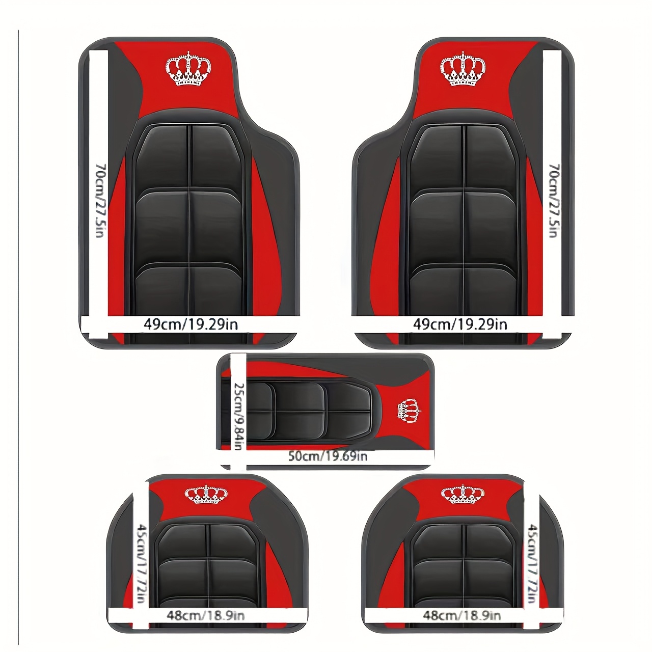 TEMU 2d Flat 5pcs Universal Pattern Car Mats, Non-3d, For Car Interior Protection, With Universal Driving Position, Suitable For Most Vehicles, For