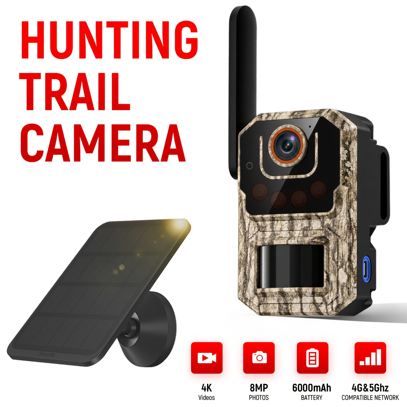 TEMU 4pcs/2pcs/1pc 4g/5g Lte Cellular Cameras, 4k Security Wireless Infrared Night Vision Camera, Ip65 Model, For Wifi, Suitable For Outdoor Animal