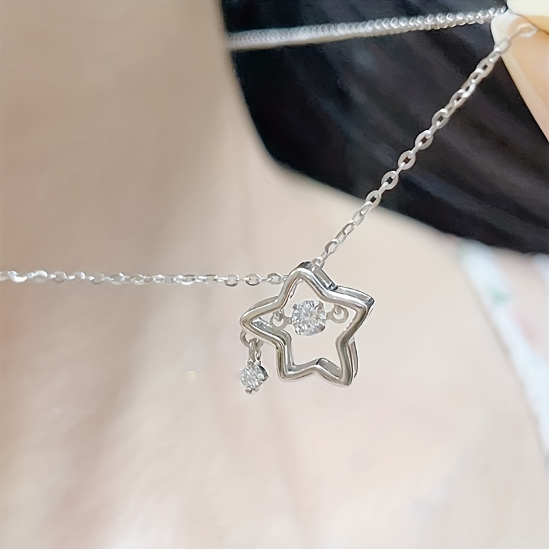 Women's Hollow Pentagram & White Tower Star Pendant Necklace
