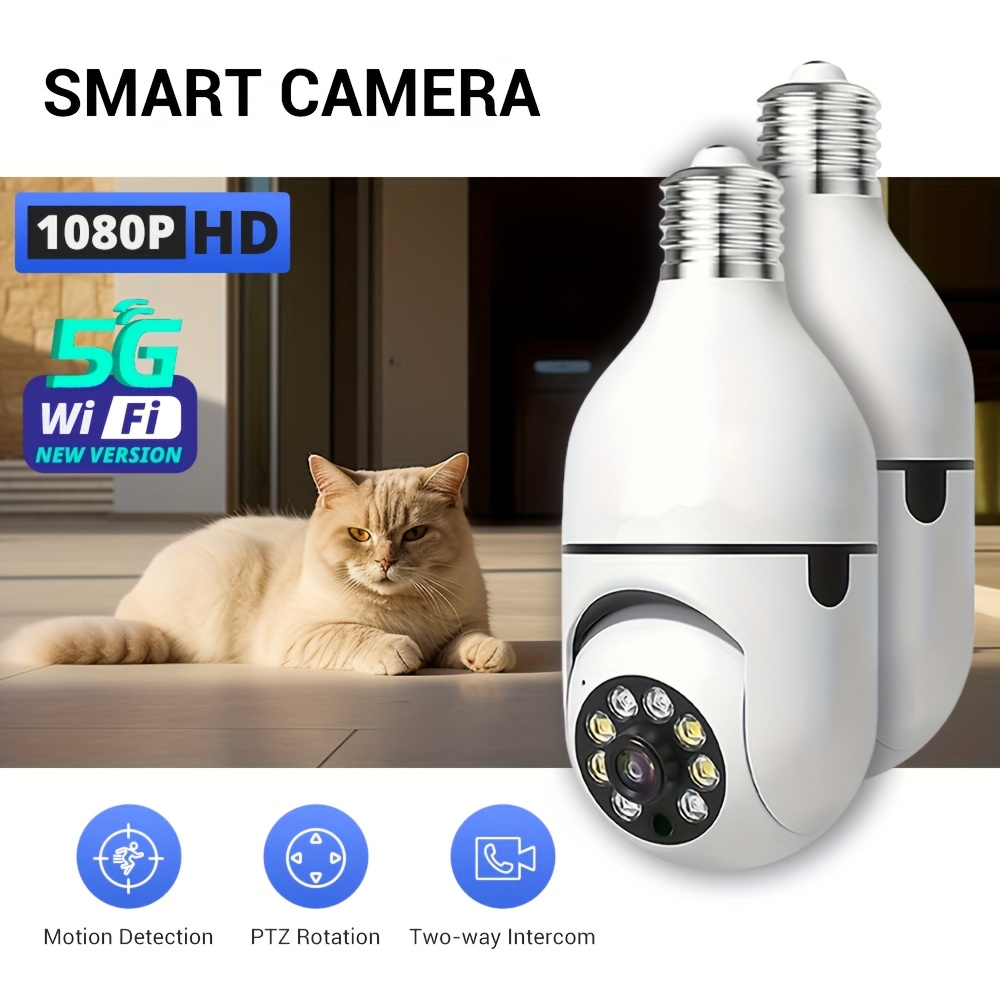 2pcs black light bulb camera 360° wifi indoor &night