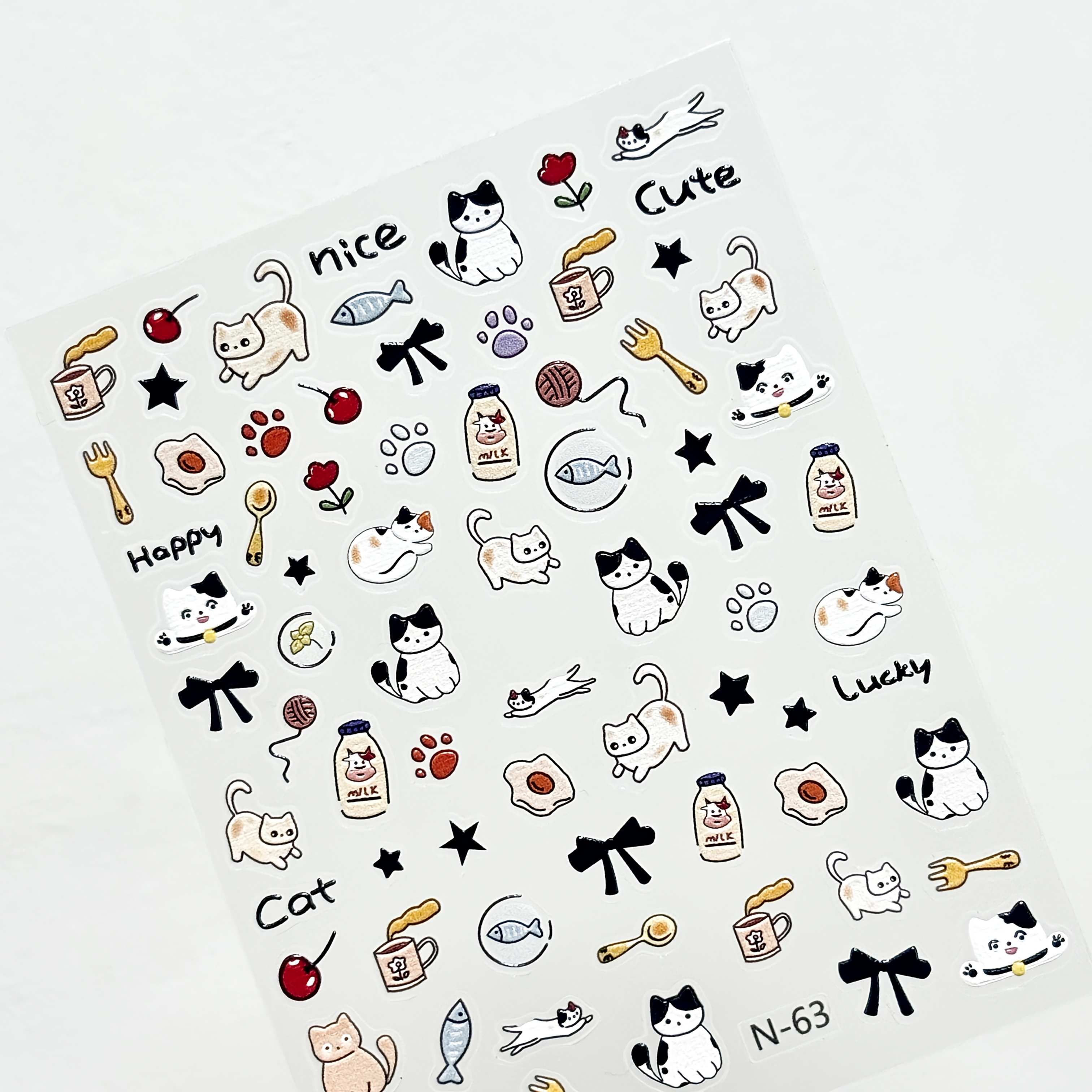 1pc Of Cute Cat 3d Nail Sticker - Waterproof Self-adhesive Nail Sticker, Glossy Surface, Interesting Cartoon , Suitable For Cat Enthusiasts, Cat Sticker
