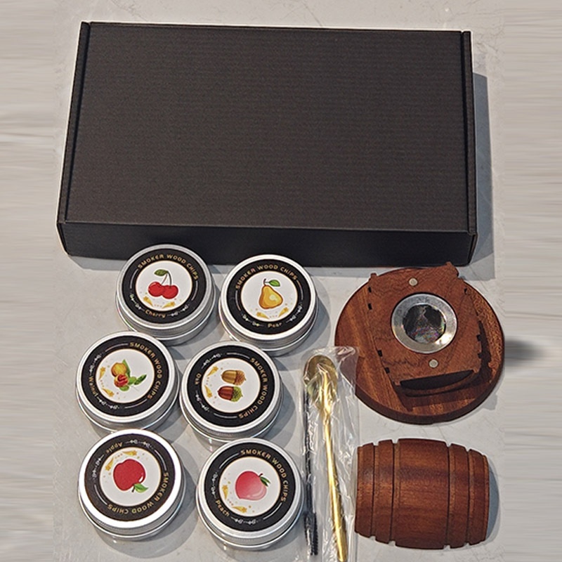 Whiskey Cocktail Kit - (/cherry/oak/pecan And More) Wood Chips - Reusable Drink Infuser With Wooden Smoked , Durable Construction For Old Fashioned/bourbon/bar Drinks, Perfect Gift - Kitchen Tools