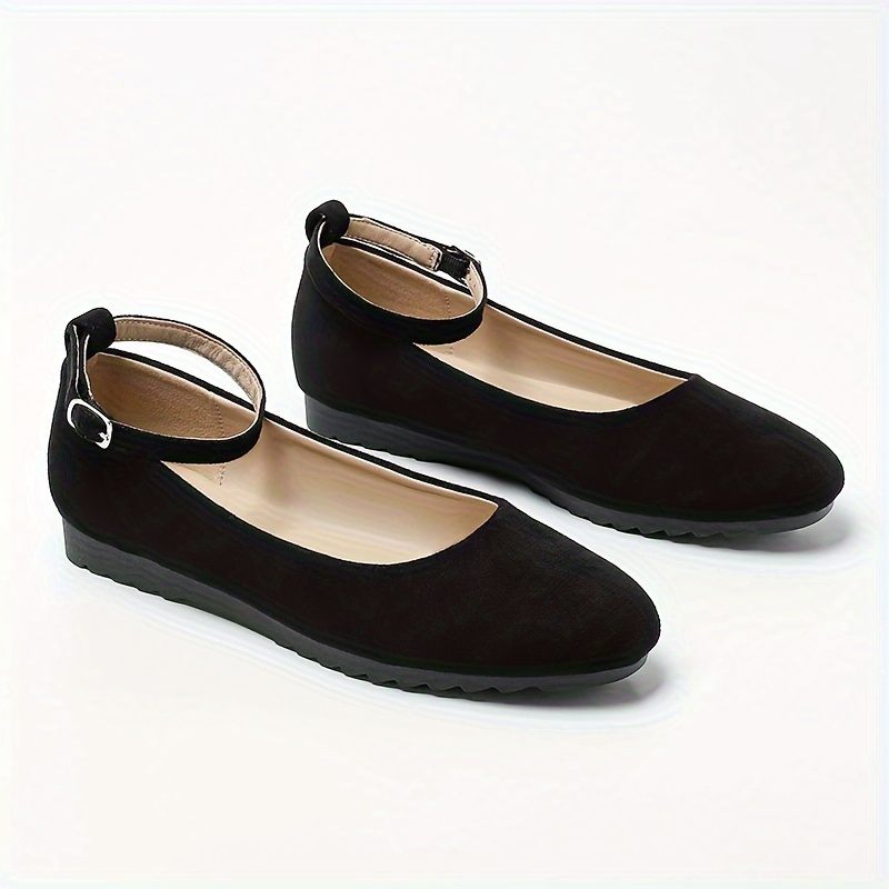 Round Toe Black Flat Shoes Comfortable Buy Black Flat Shoes For - Main Image