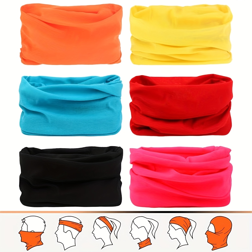 TEMU 6pcs Candy Color Summer Breathable Elastic Soft Tube Bandanas Face Mask Neck Gaiter Shield Scarf Elastic Balaclava Headbands Headwear, Windproof