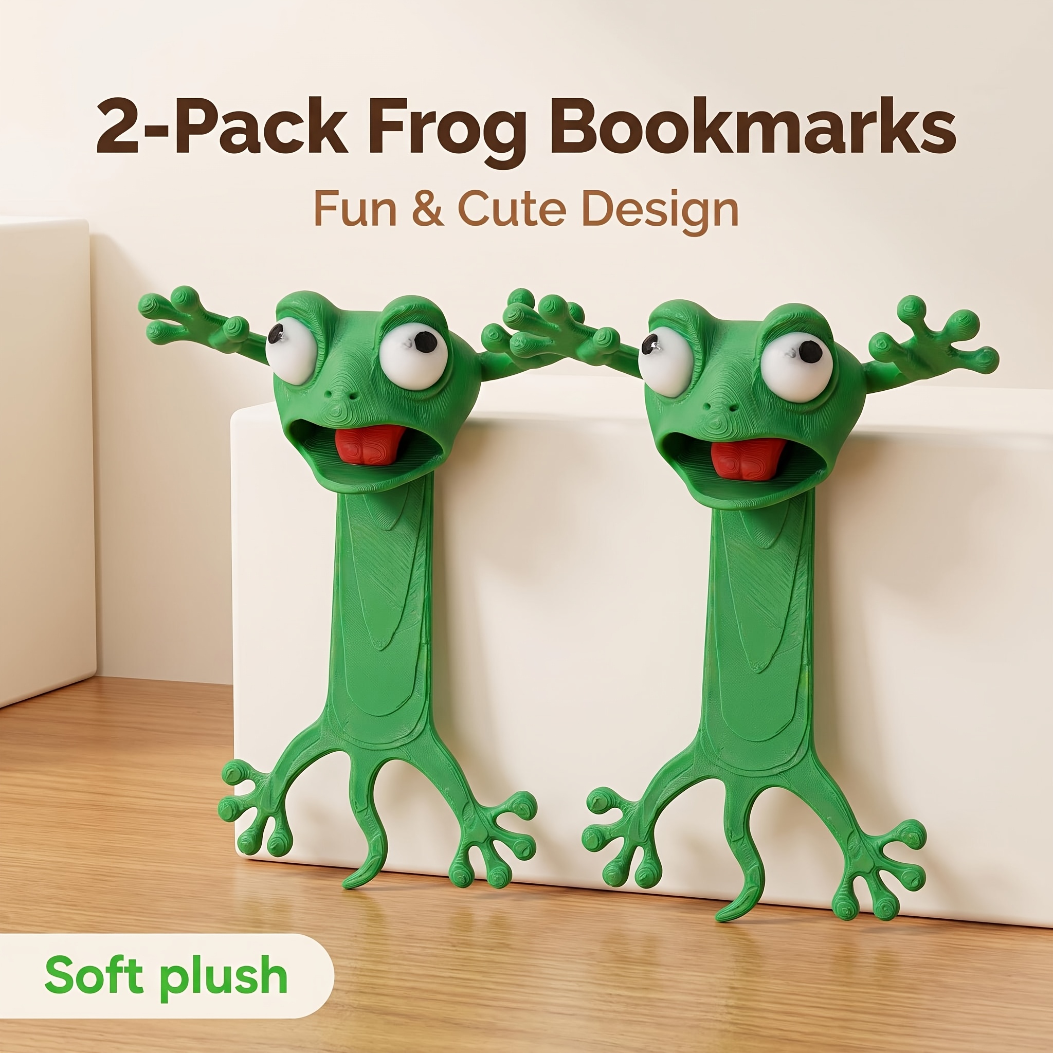 TEMU 2pcs Cute 3d Frog Bookmarks, Fun Cartoon Animal Page Markers For Student Reading Enthusiasts