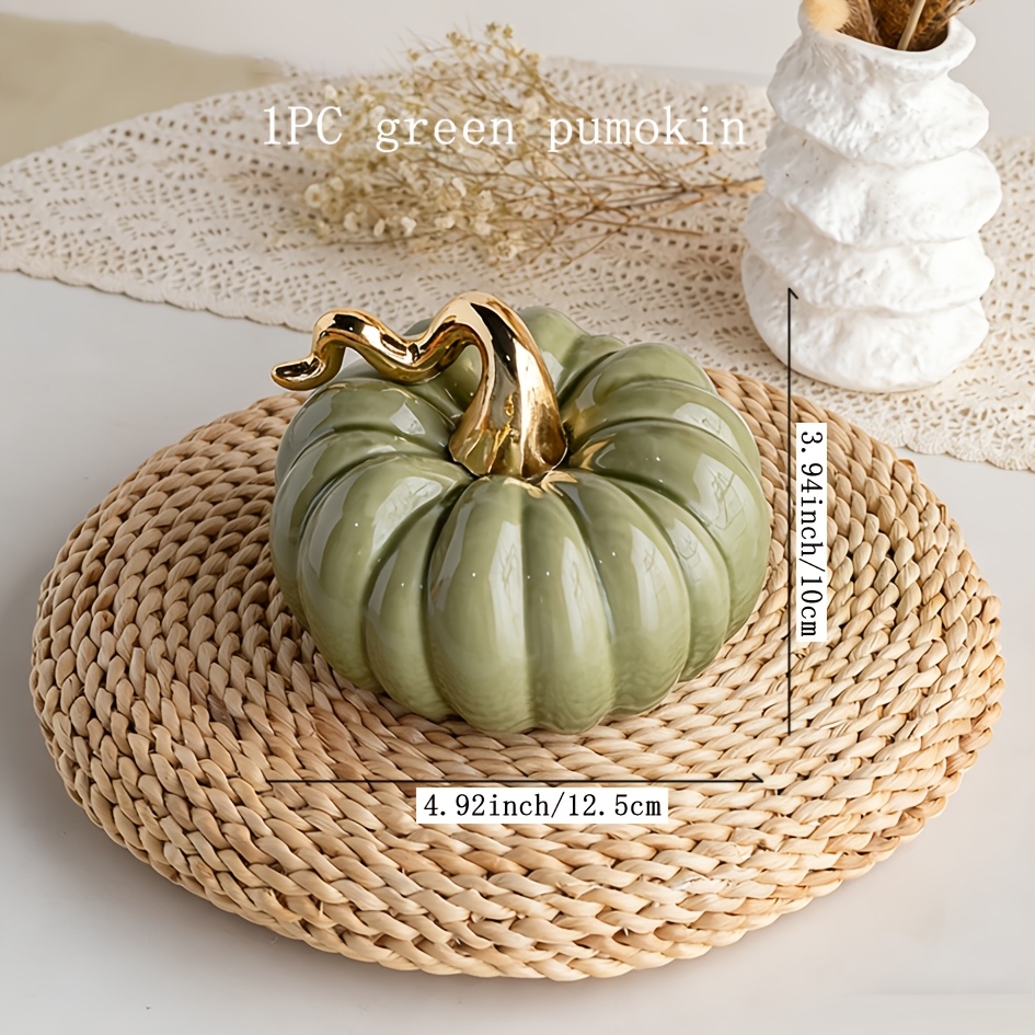 TEMU 1pc High Aesthetic Ceramic Pumpkin Ornament, , Warm Gift, Easy Tabletop Decor For Dining Room, Study, Outdoor, Mother's