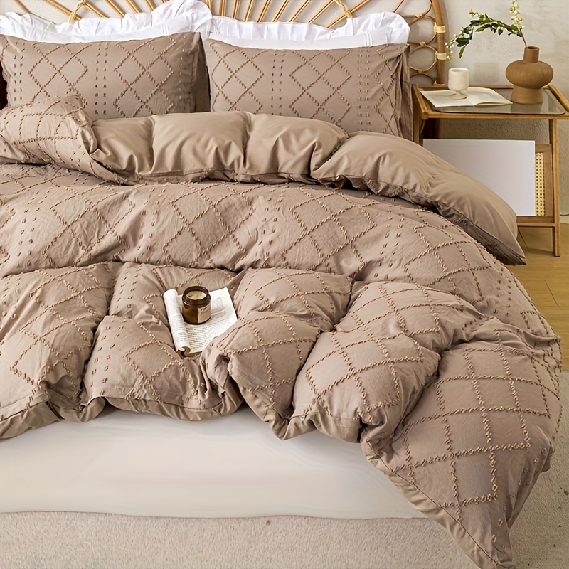3pcs Western Cut Flowers Solid Color Down Comforter Cover Set (comforter And Pillow Inserts Not Included)