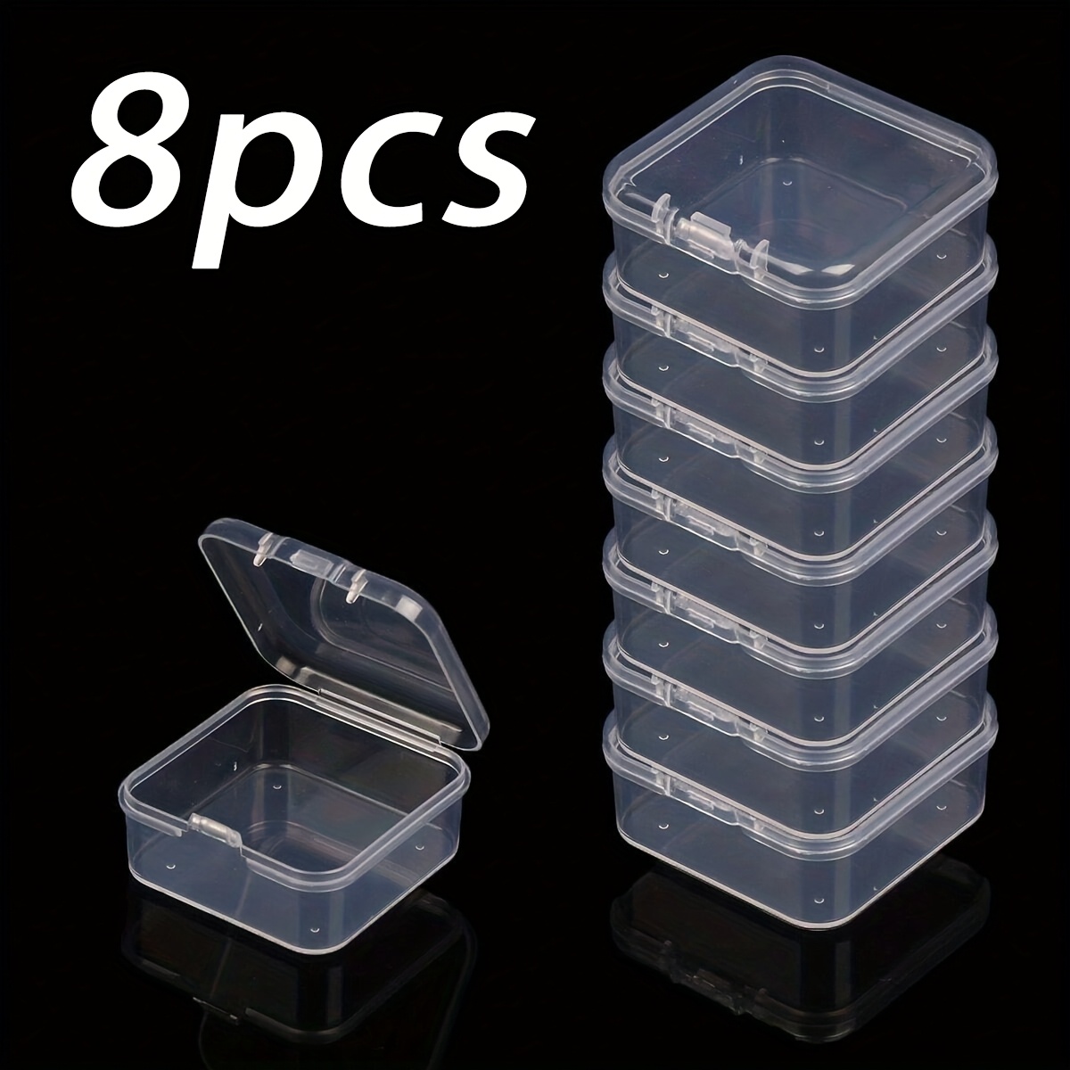 Image of 8 Transparent Plastic Storage Boxes, Square Lockable Desktop Storage Box, Suitable For Earrings, Jewelry, And Beading Storage, Beading&jewelry Making, Ideal Mother's Day Gift, Jewelry Boxes