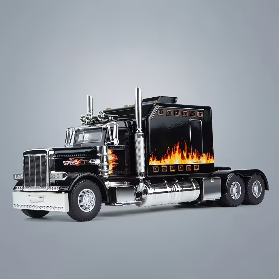 TEMU Voiture miniature en métal moulé , camion semi-remorque, poids lourd et dépanneuse, modèle réduit de camion à l'échelle 1/24, camion jouet en