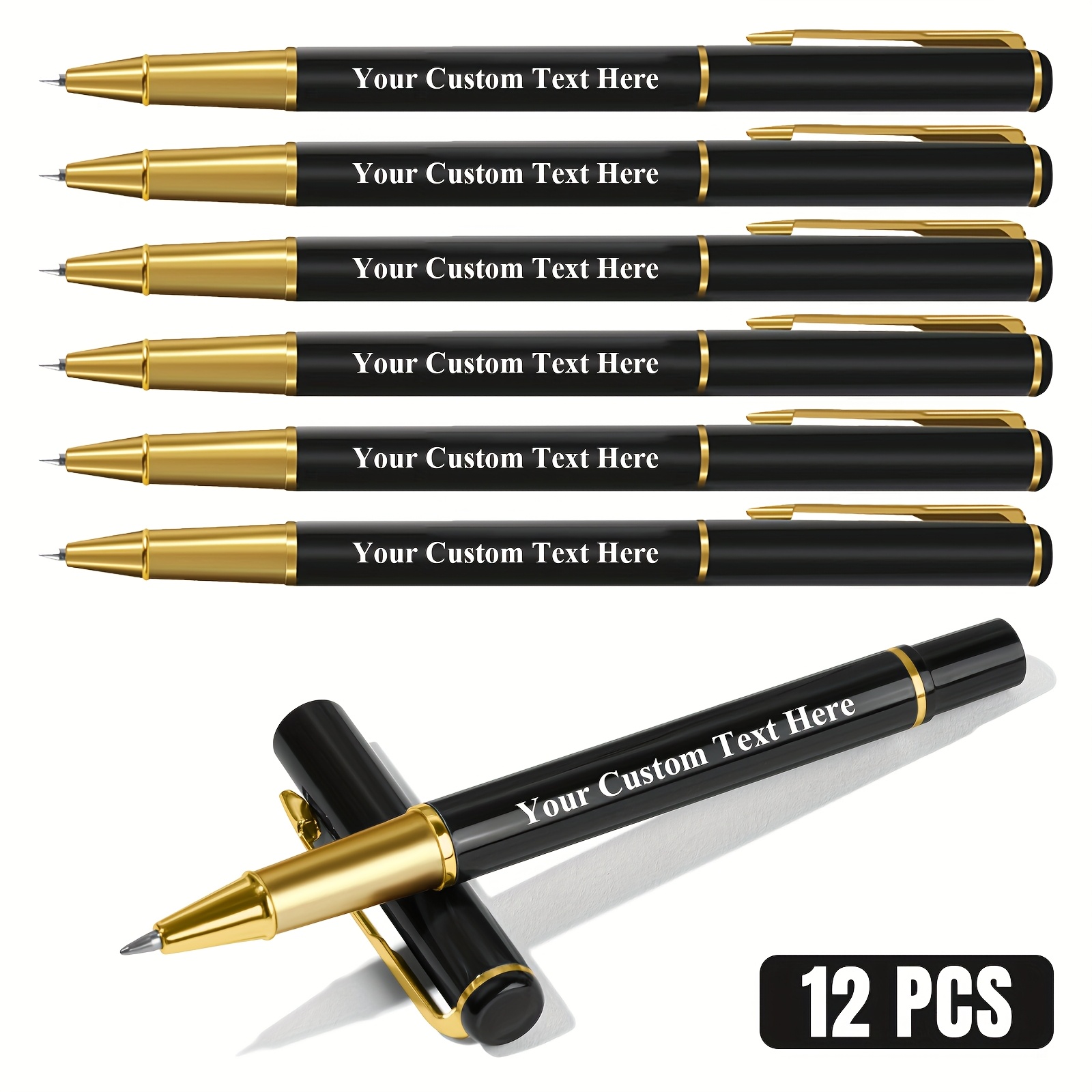 

12pcs Personalized Bulk Ballpoint Pens | Customized Engraved Pens With Name, Text, Or Message | Ideal For Office, Students, Teachers, And | Free Engraving Included