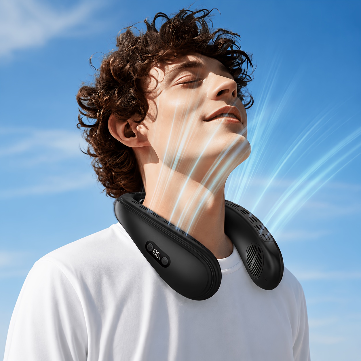 Image of Neck Fan Back With Cooling Plate Cold Compress Bladeless Portable Neck Fan Rechargeable Holiday Essentials For Women Men Travel Camping Outdoor