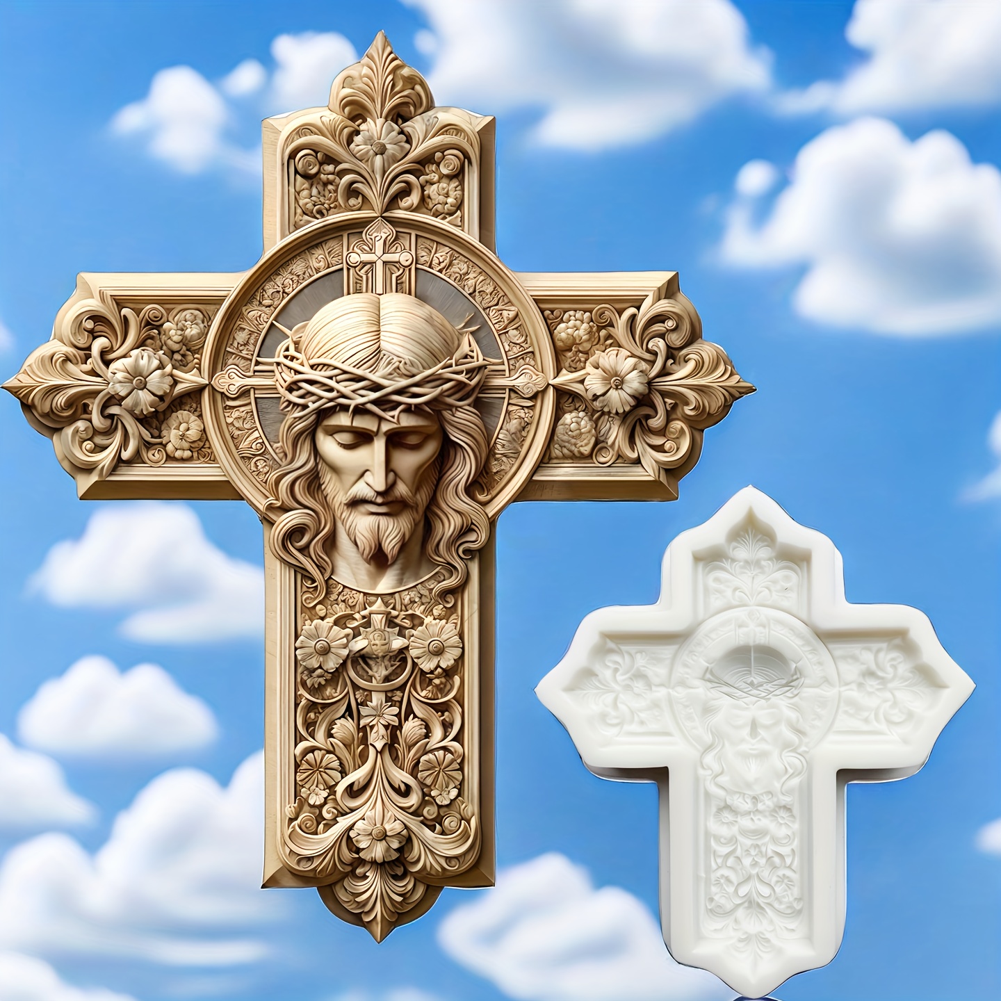 Image of Eternal Holy Cross Silicone Icon Molds, Character Head Molds, Molds, Soft Clay Silicone Molds, Ultra Light Clay Additions, Liquid Silicone Decoration Molds, Shape Molds, Epoxy Molds