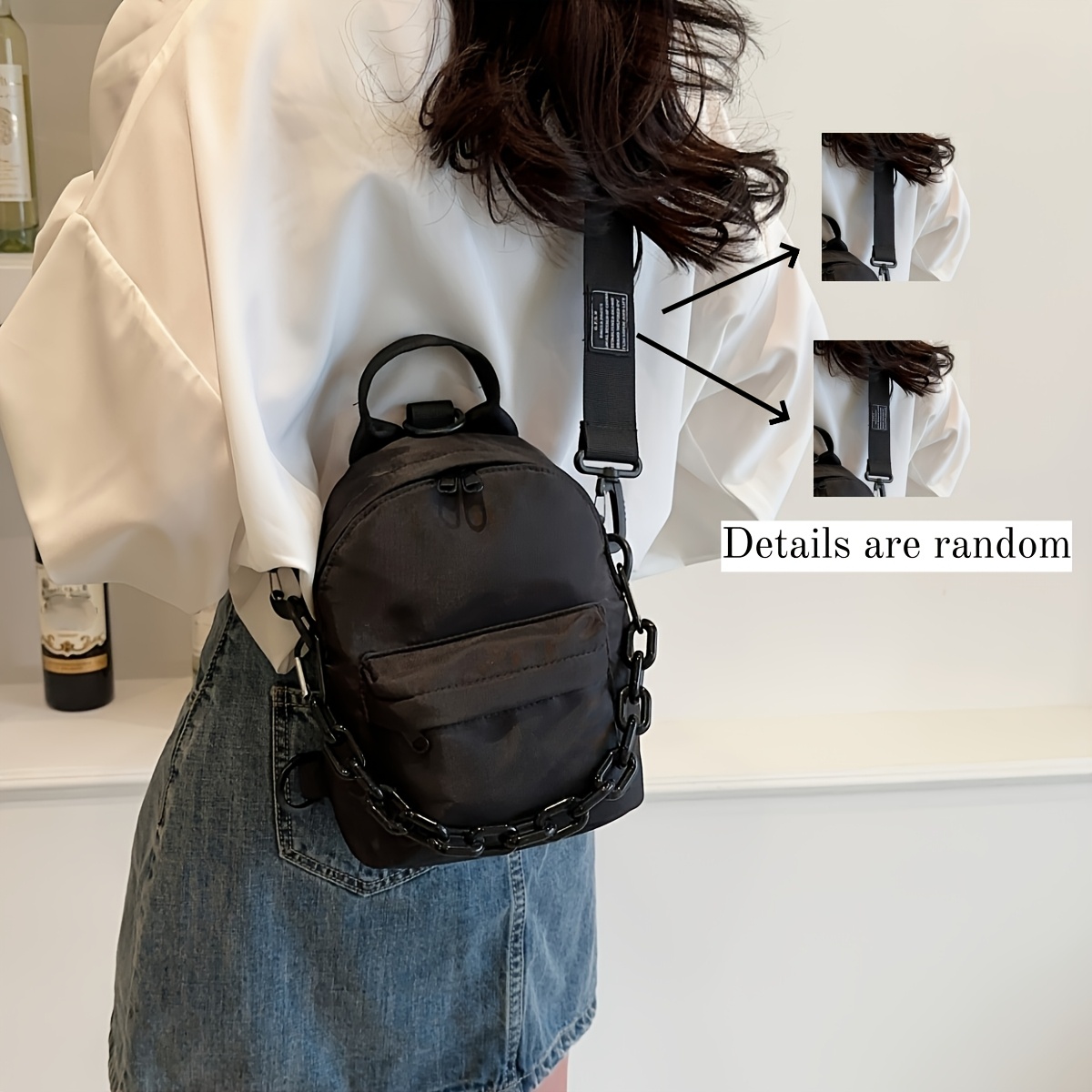Mini Chain Decor Crossbody Bag, Strap Random
