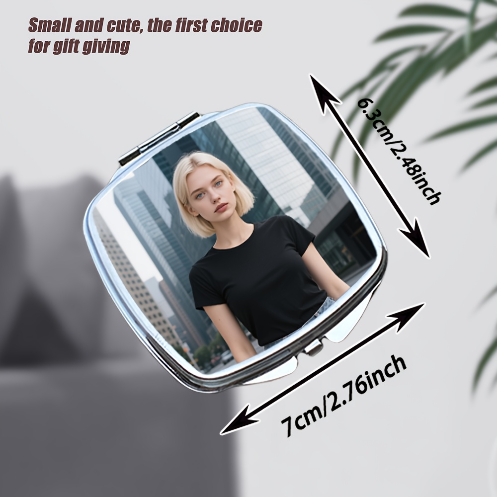 TEMU 1pc Customized Photo Circular Square Love Shaped Mirror Makeup Mirror Valentine's Day Gift, Easter, For , Customized Unique Gift, Bride Gift,