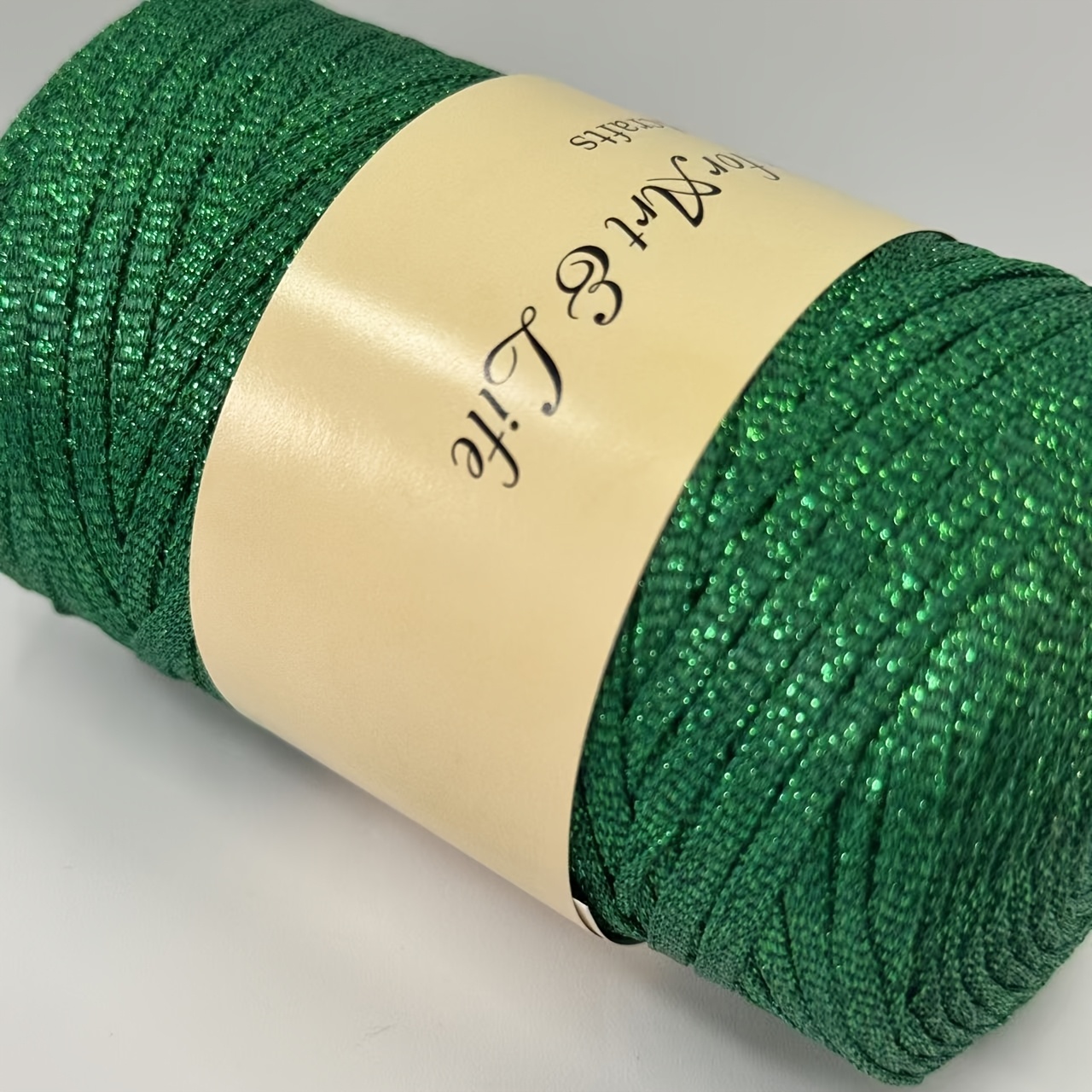 TEMU 5cm Wide Grass Green Golden And Silver 200 Yards/roll Hollow Structure Soft And Drapeable Fine Glitter Green Light Crochet Bags, Hair Additions,