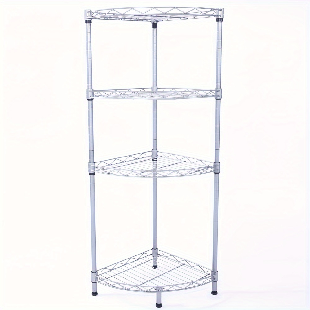 TEMU Carbon Steel Metal 4-tier Storage Rack Silver Gray, Utility Racks