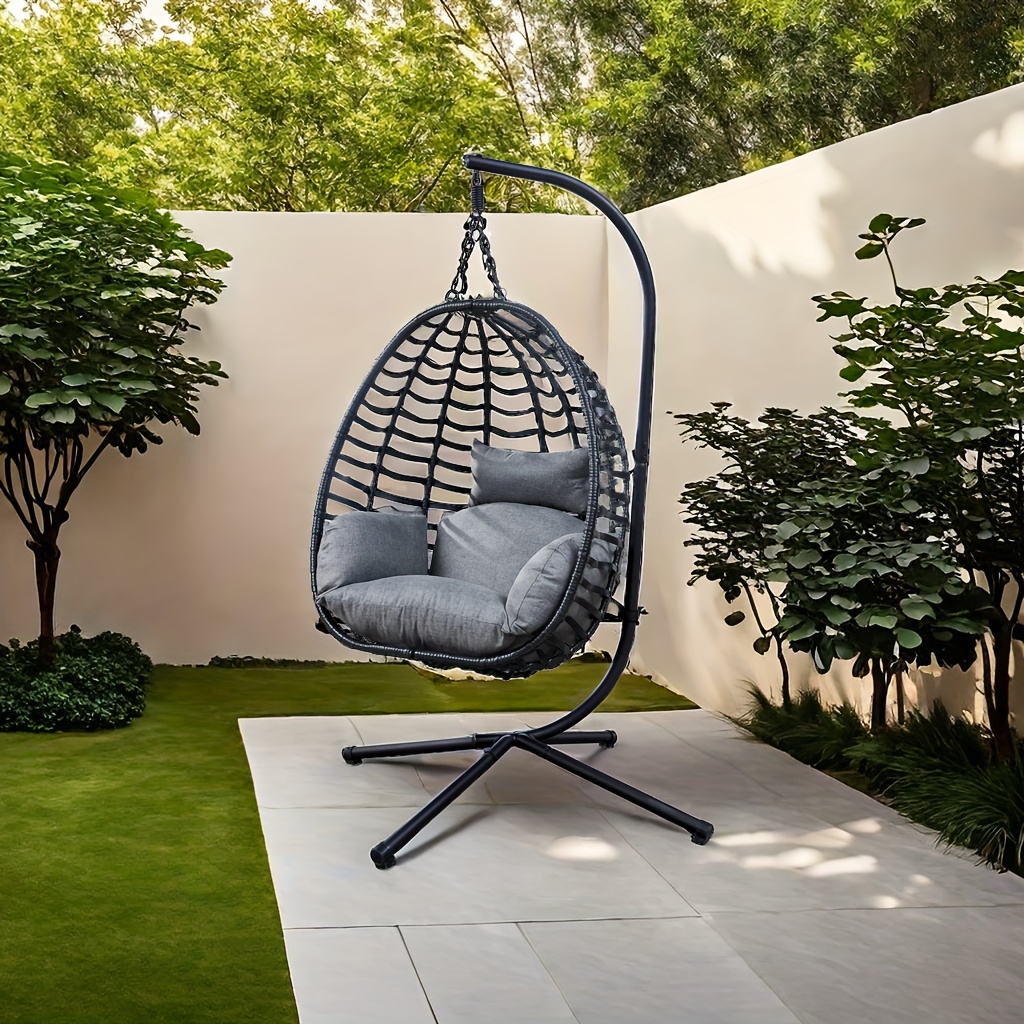 

Hanging Egg Chair, Swing Chair With Steel Stand, Hammock Chair With Soft Seat Cushion & Pillow, Multifunctional Hanging Chair For Outdoor Indoor Bedroom, Balcony