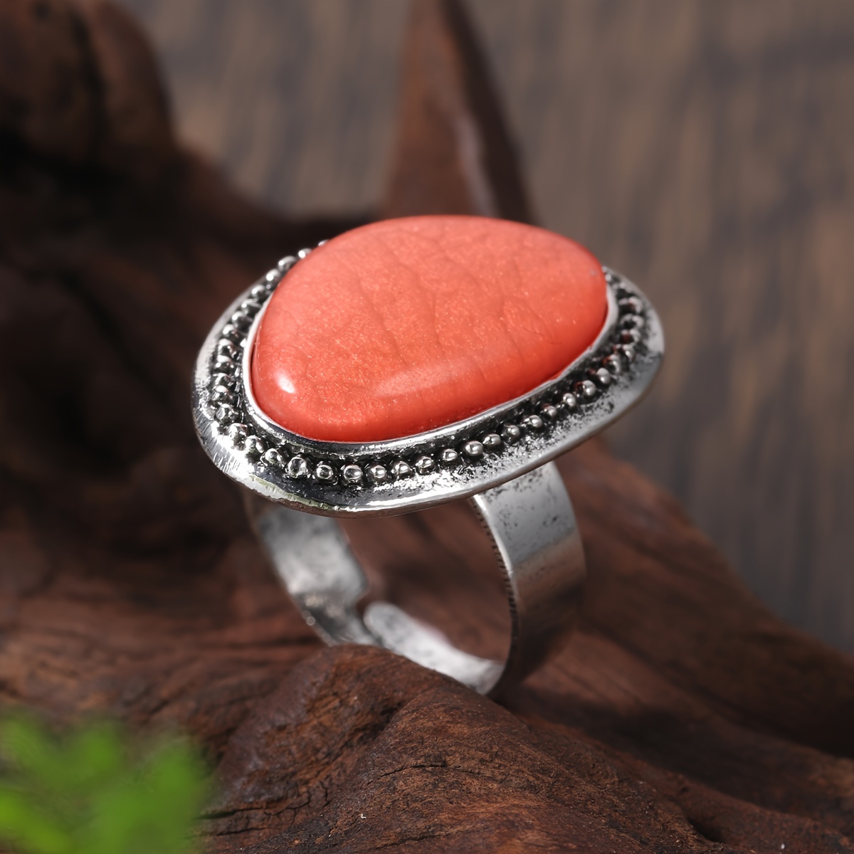 Vintage Boho Oval Resin Ring for Weddings & Parties