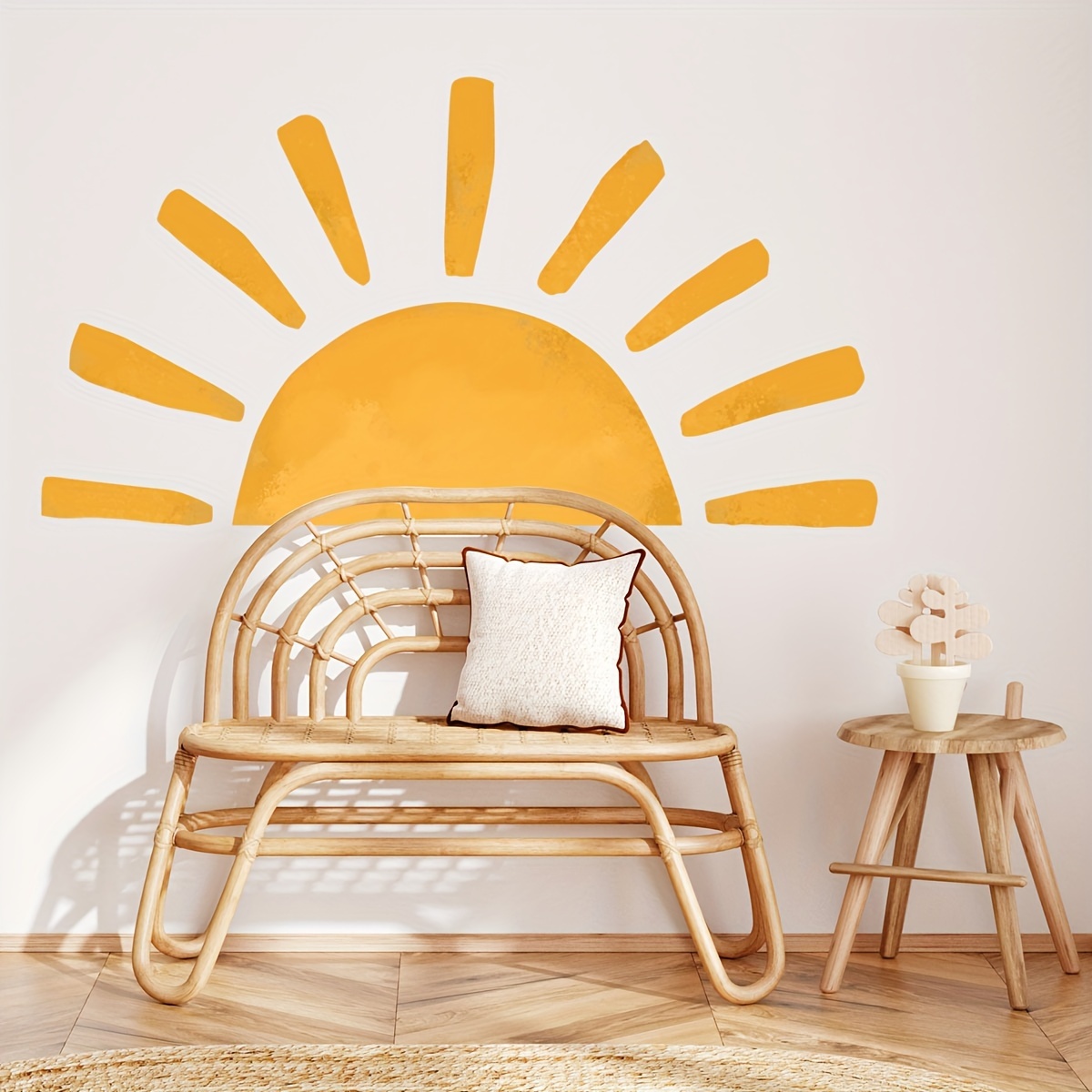 10pcs Cartoon Yellow Sun Decorative Home Background Wall Bedroom Self-adhesive Living Room Room Window Sun Decoration Wall Stickers