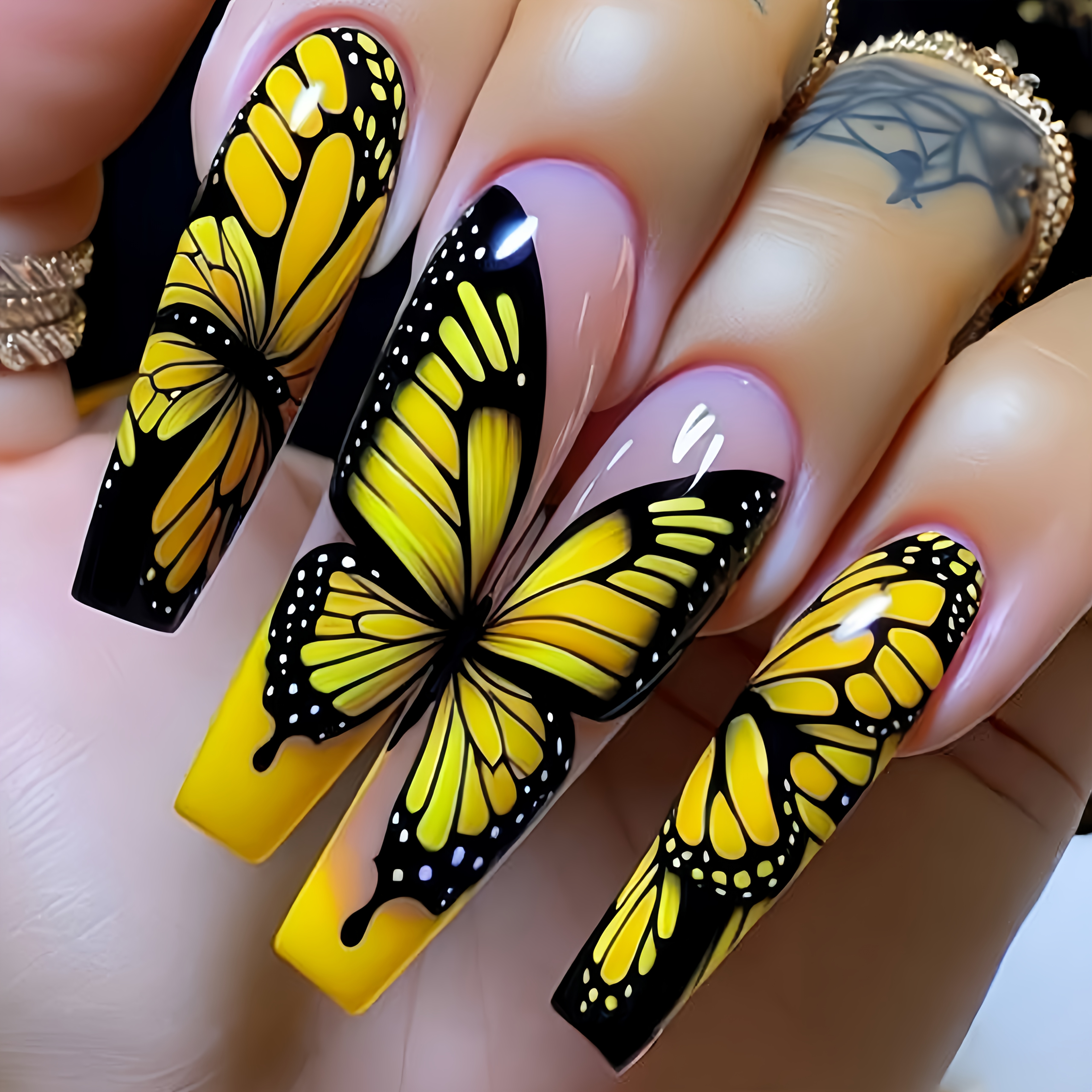 TEMU Press-on Fake Nails, Long Ballet-style Nails With Patterns, Easy And Stylish Nail Stickers For Spring And Summer, Reusable Nail Patches, Long