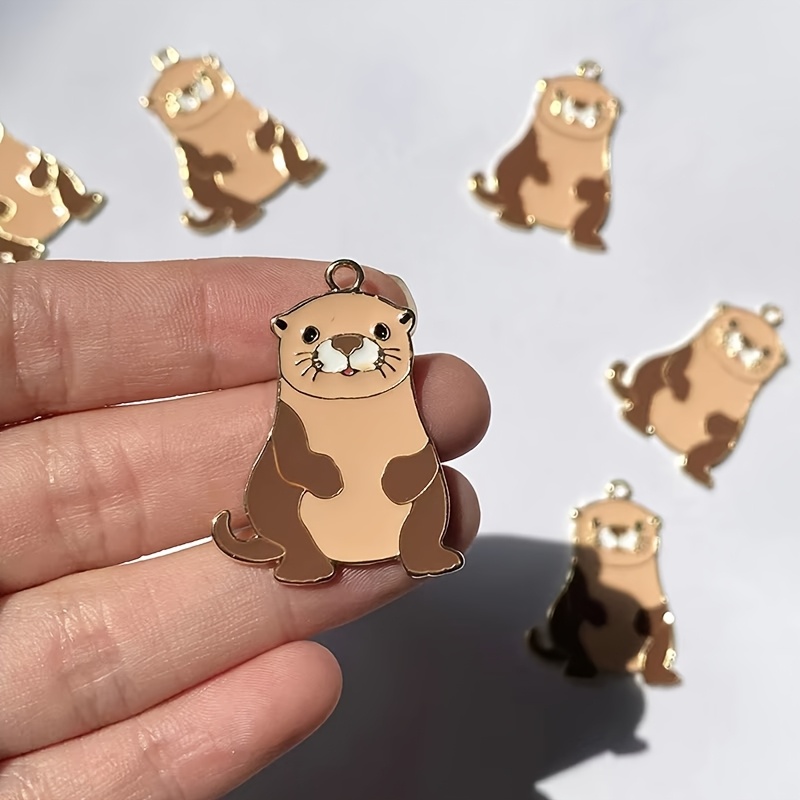 

12pcs Cute Otter Alloy Enamel Charms, Cartoon Animal Pendants For Diy Earrings And Necklaces Jewelry Making, Earrings, Accessories, Cute Theme