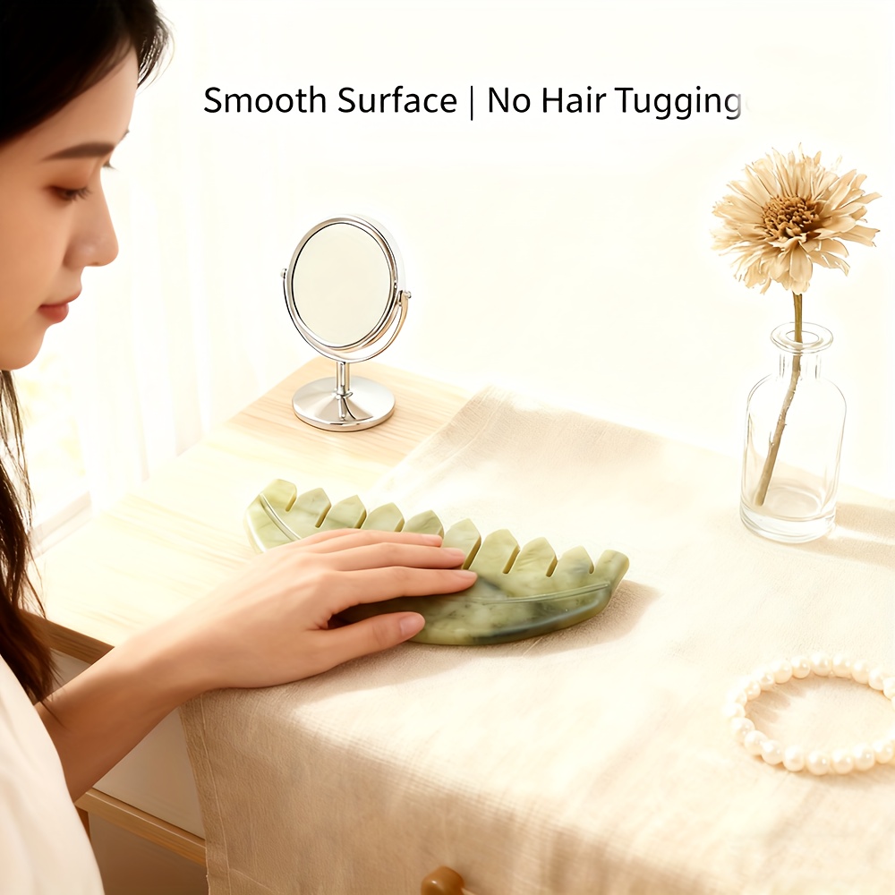 1 Peine de Masaje de Piedra, Peine de Diez Dientes para Masaje de Cuero Cabelludo y Rostro, Uso en Casa y Salón, Tabla de Masaje Manual para la Piel