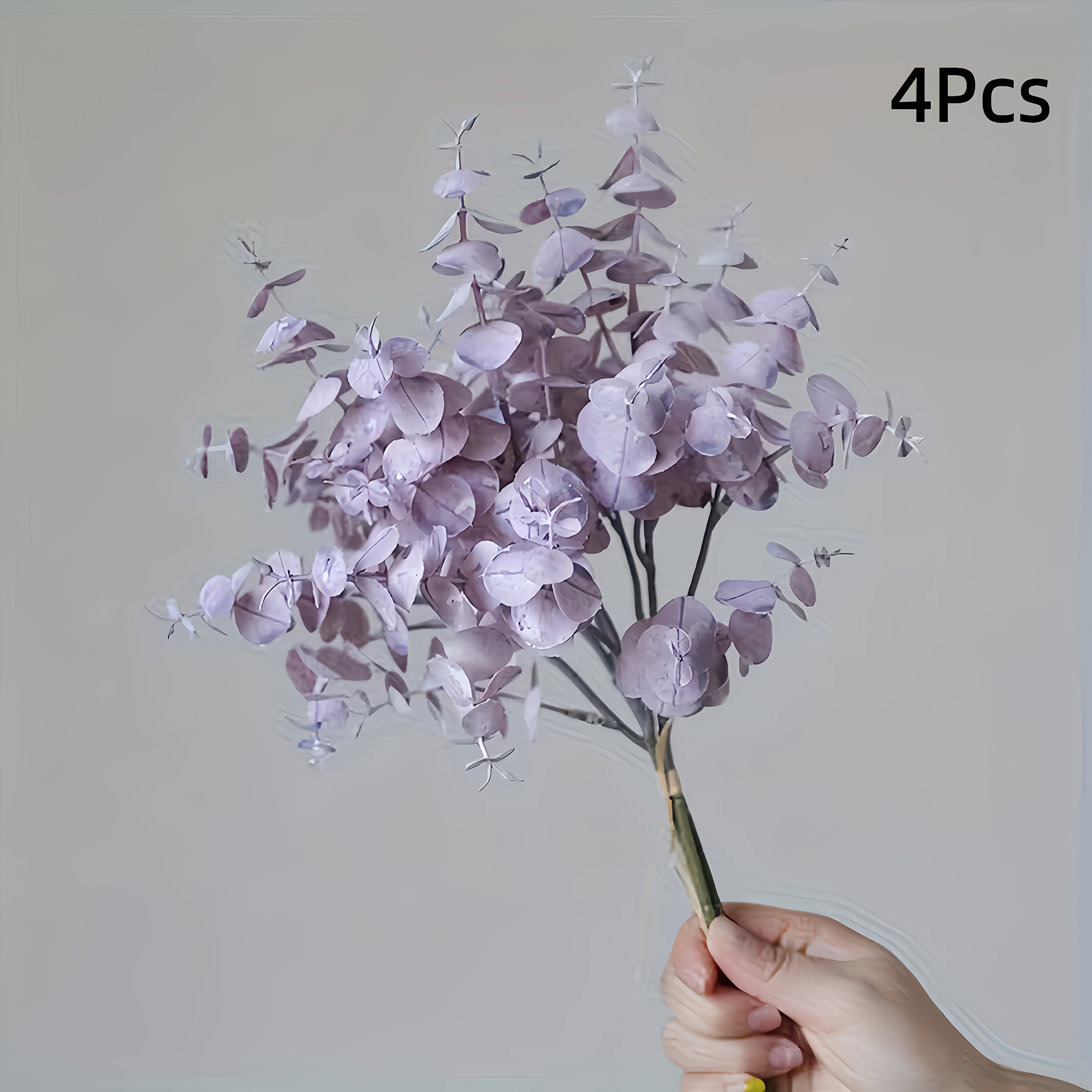 Image of 4pcs Faux Eucalyptus Flower Bouquet - Artificial Lifelike Floral Arransynthetic Gemstoneent For Home Decor, Wedding Centerpieces, Party Table Settings & Photo Props, Christmas Decor, Halloween Decor