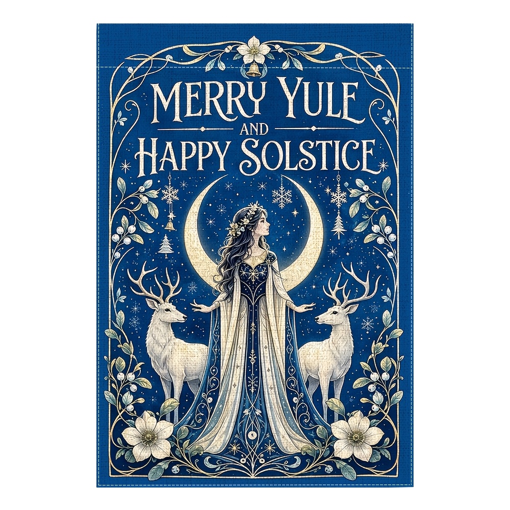 TEMU 2d Flat, 1pc, 2d Flat Merry Yule Garden Flag, Deer Flag, Traditional House Decoration, Home & Garden Sign, 12x18 Inch, Suitable For Courtyard