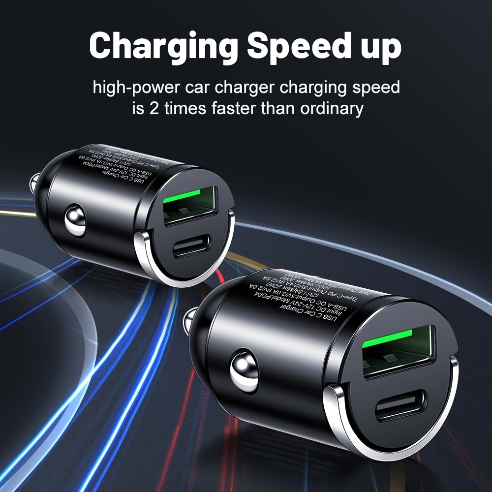   usb type-c 汽车充电器 qc4.0 pd3.0 usb 快速充电转接器双埠汽车点烟器适用于 iphone14/13/12 适用于 ipad 适用于三星 商品详情 5